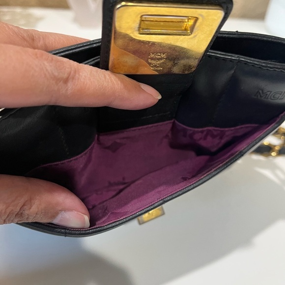 MCM SMALL BLACK QUILTED SHOULDER BAG - Picture 9 of 11